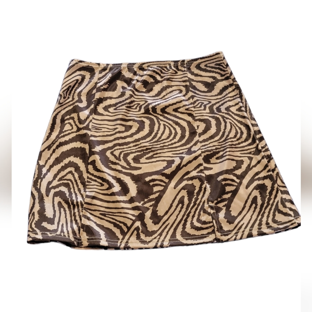 URBAN OUTFITTERS Black and Gold Swirl Mini Skirt